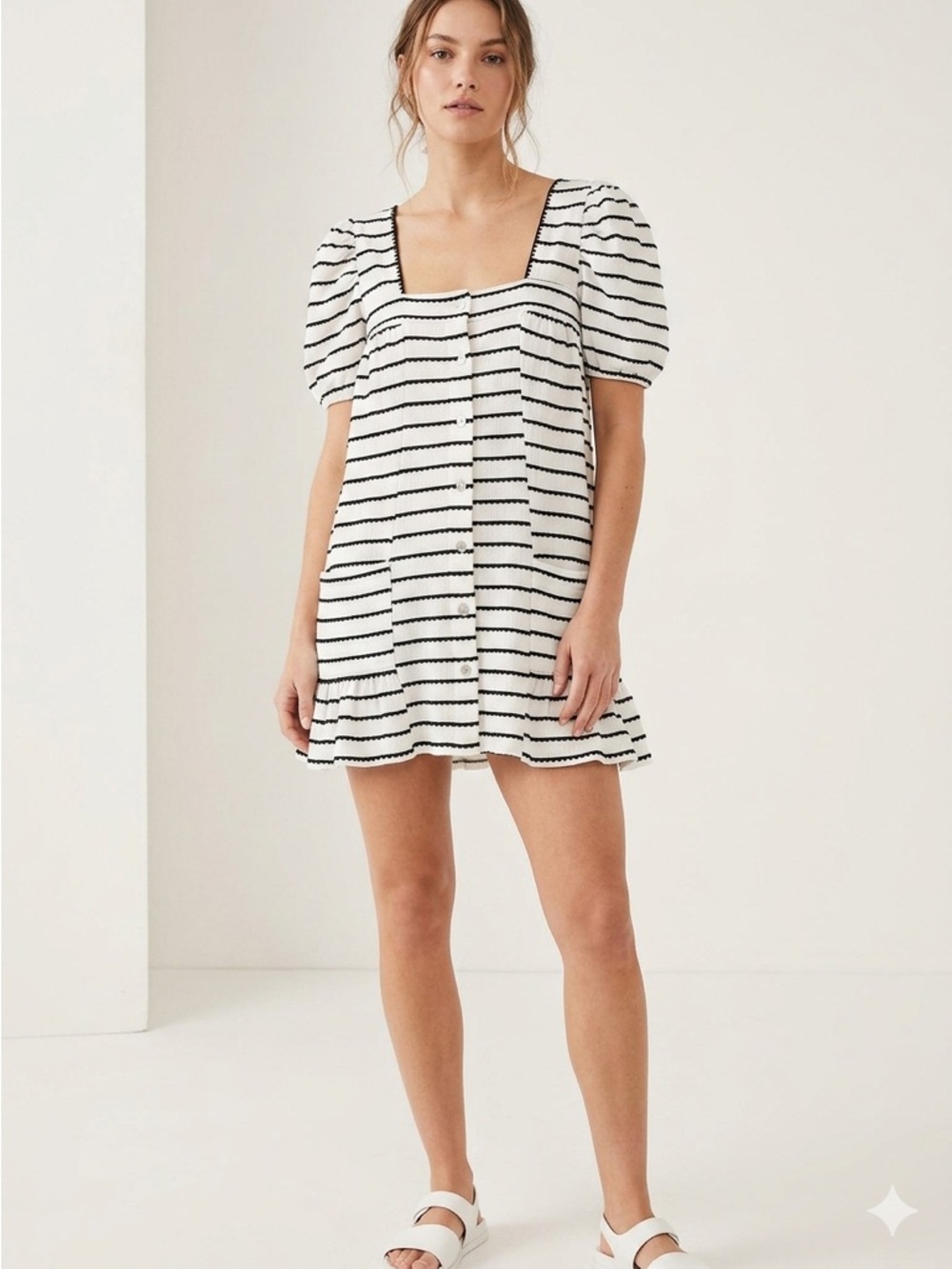 Free People Beach striped babydoll dress size Small